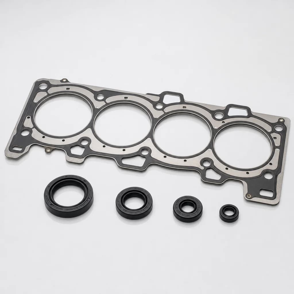 Multi-layer steel cylinder head gasket with rubber oil seals