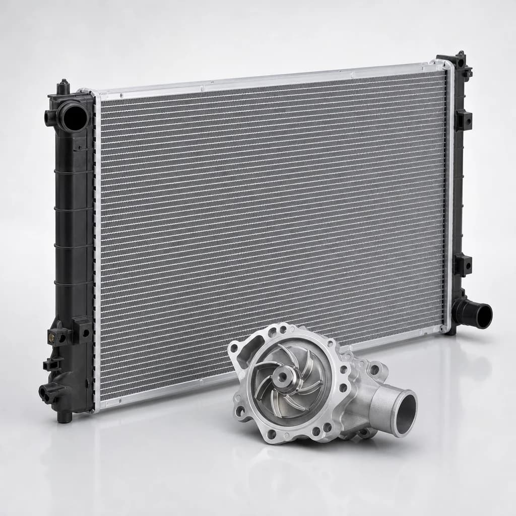 Aluminium radiator with a water pump